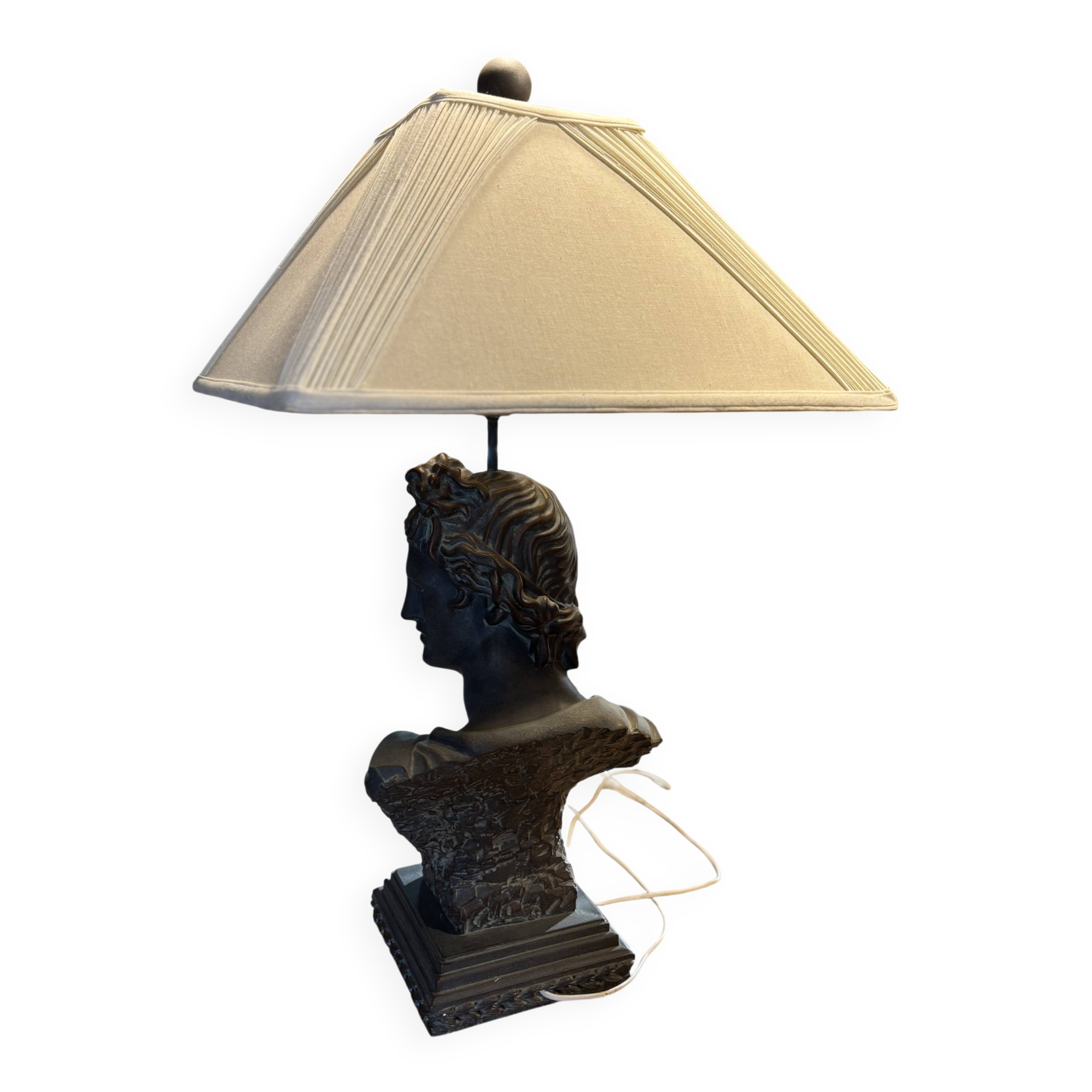 Lampe de table vintage avec base en buste sculpté