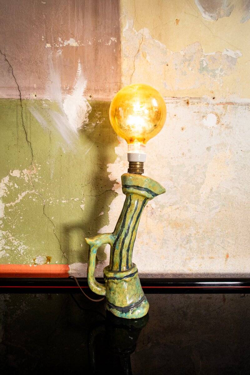 Sculptural ceramic lamp, Italy, 1960s