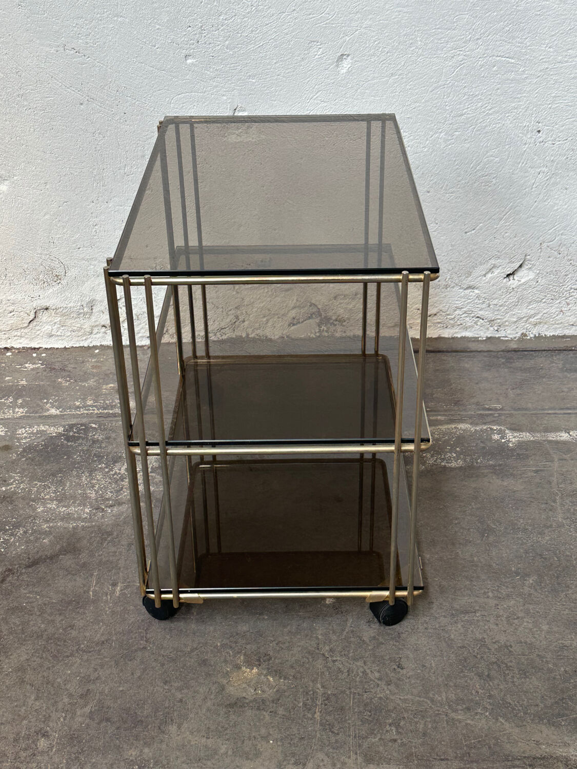 Gold-plated metal serving cart