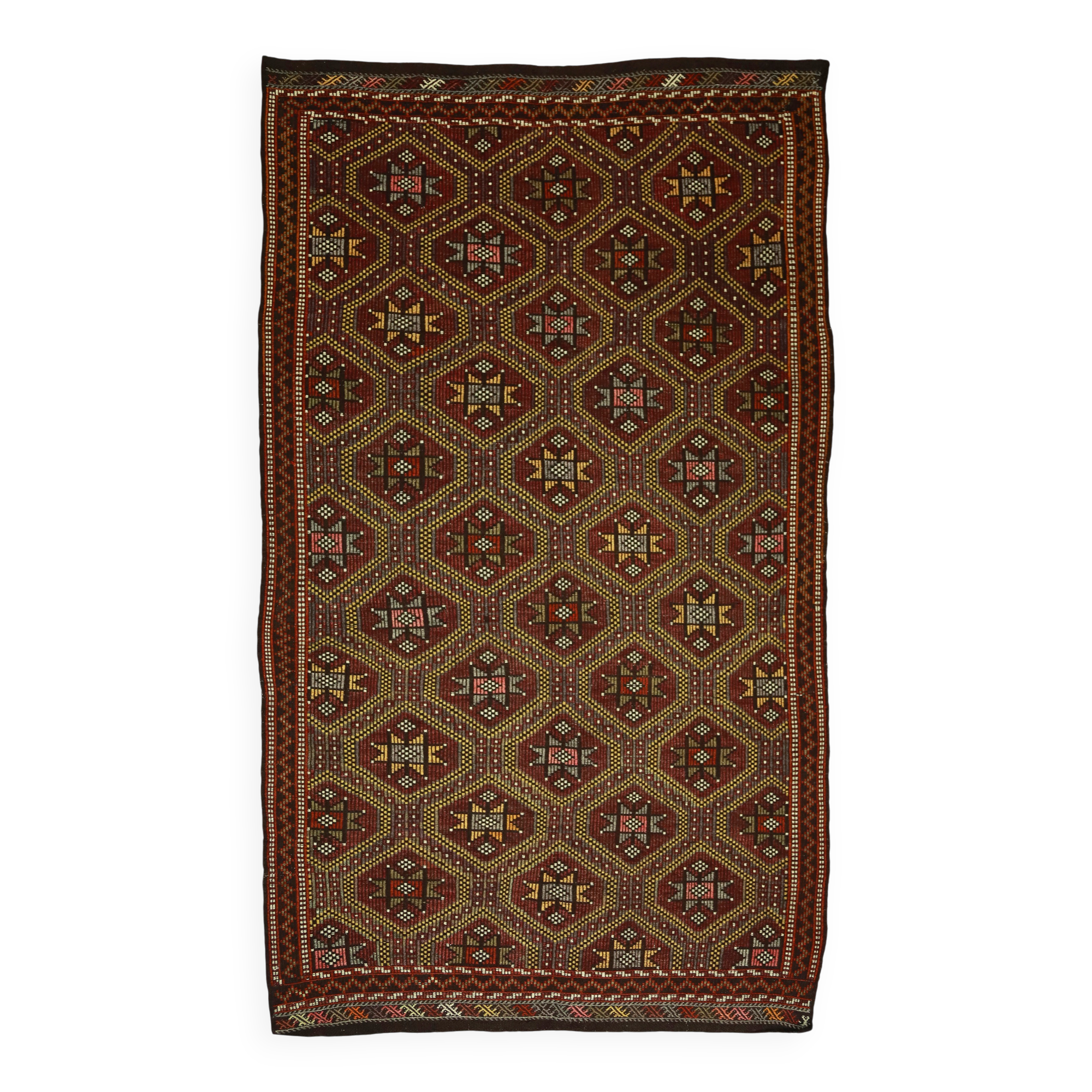 Authentic Vintage Turkish Kilim 175x303 cm Handwoven Ethnic Style