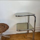 Metal and smoked glass side table, 1970