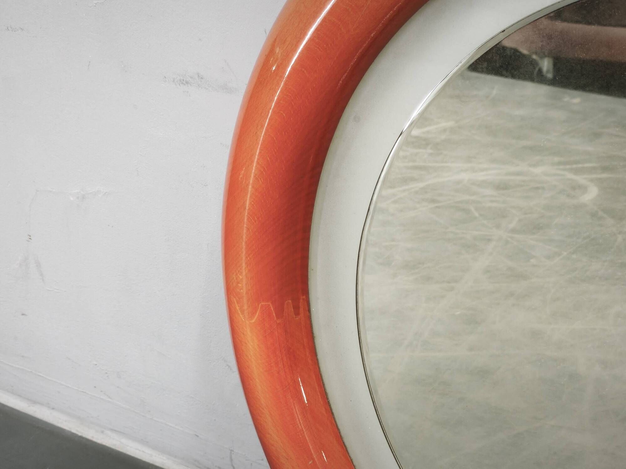 Italian Space Age Illuminated Round Wall Mirror, 1970s