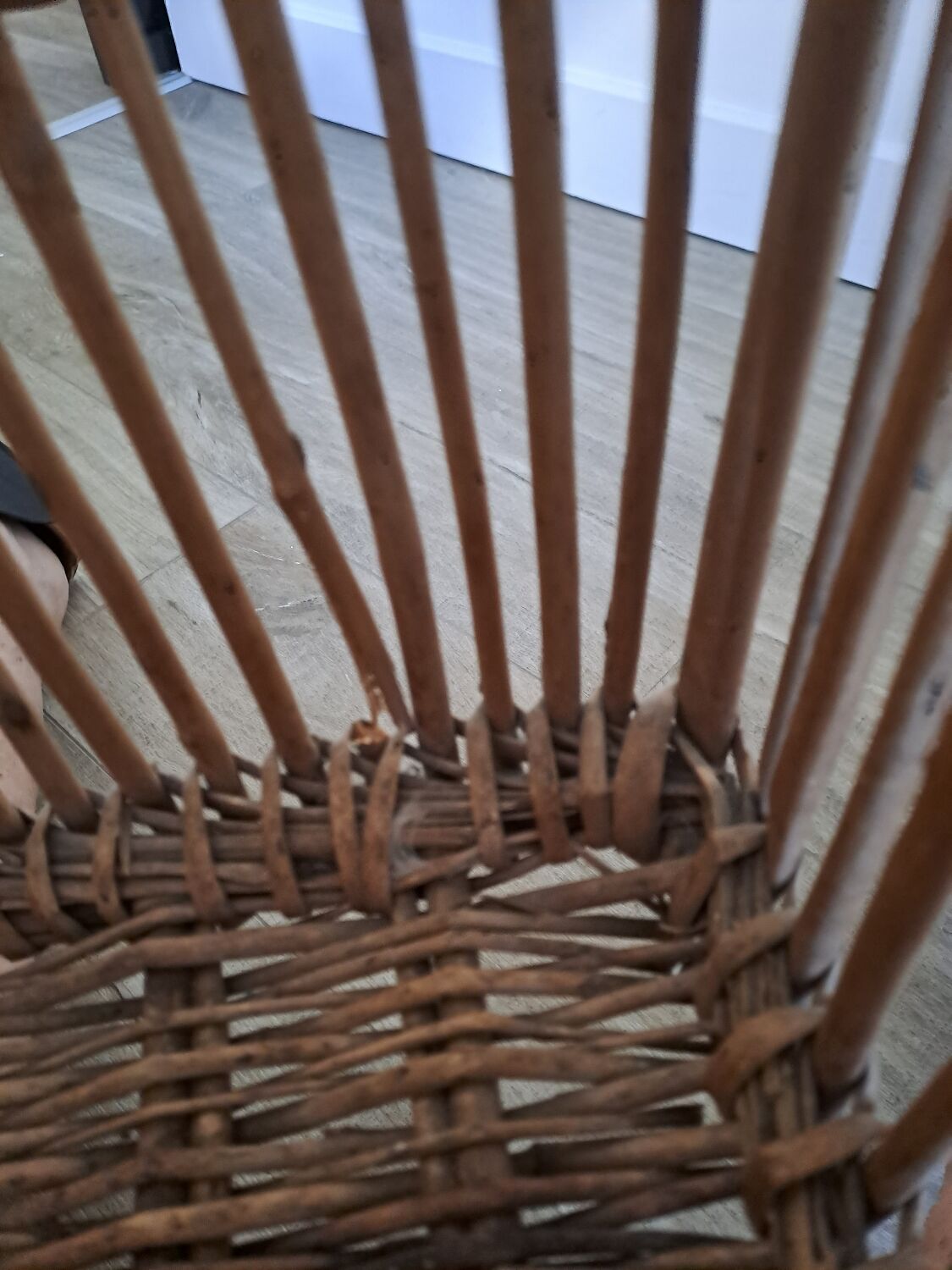 Old rattan laundry basket