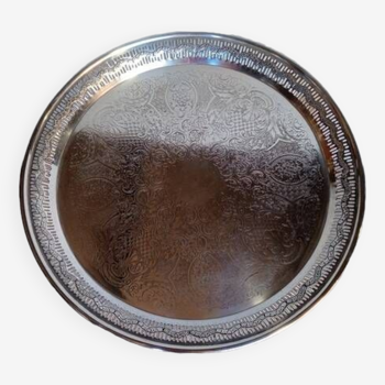 Silver metal tray 35 cm early 20th round