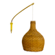 Adjustable Brass and Wicker Arc Sconce