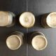 Set of 5 art-deco liquor cups in silver metal