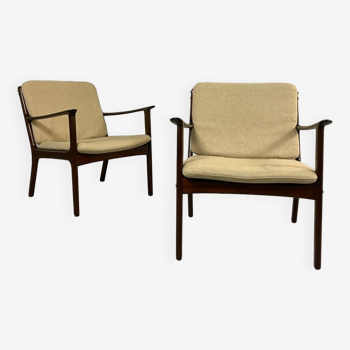 2x Easy Chair Ole Wanscher model PJ112 Mahagoni Denmark 1940s