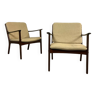 2x Fauteuil Ole Wanscher modèle PJ112 Mahagoni Danemark années 1940