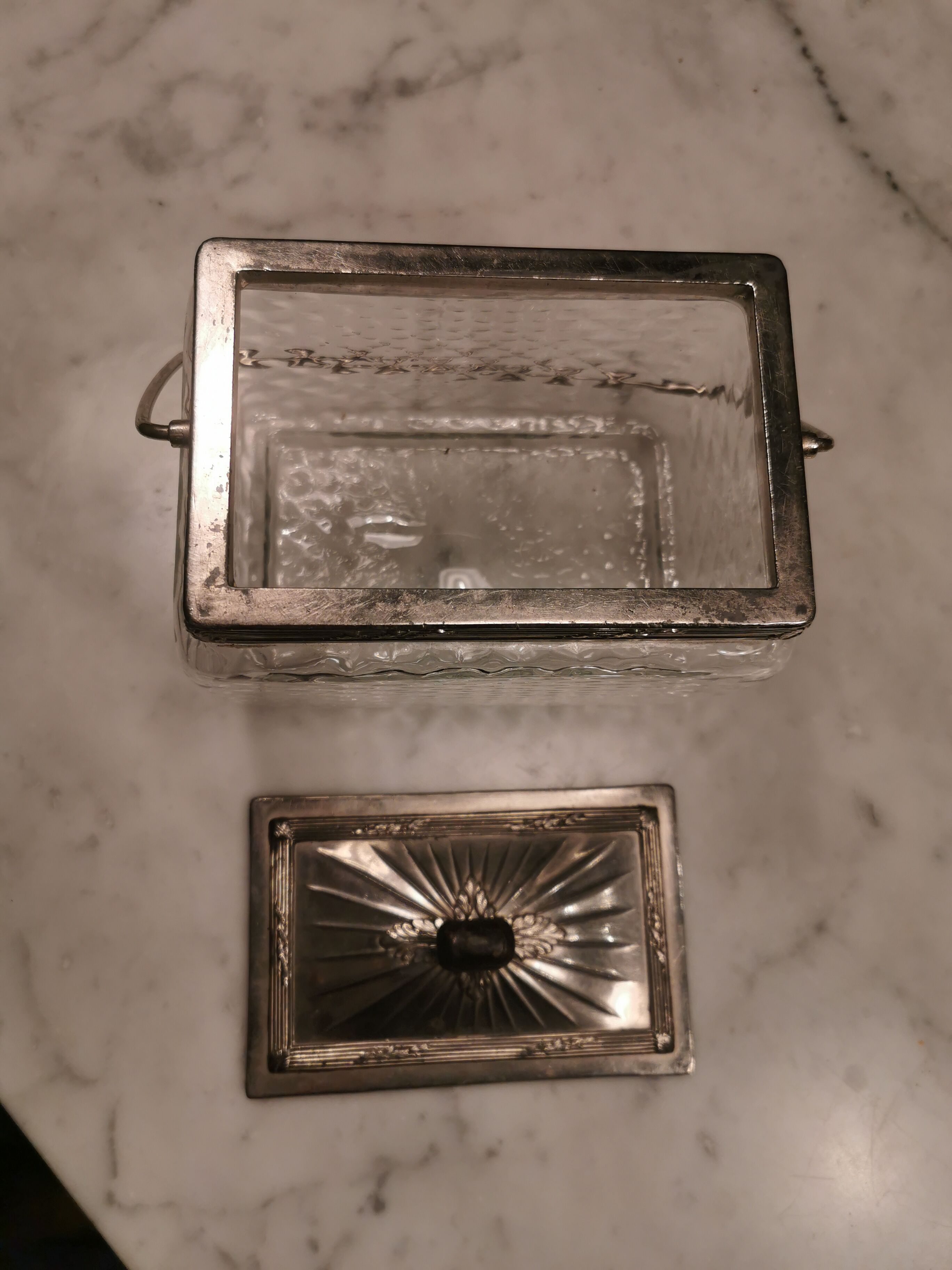 Old glass candy with lid