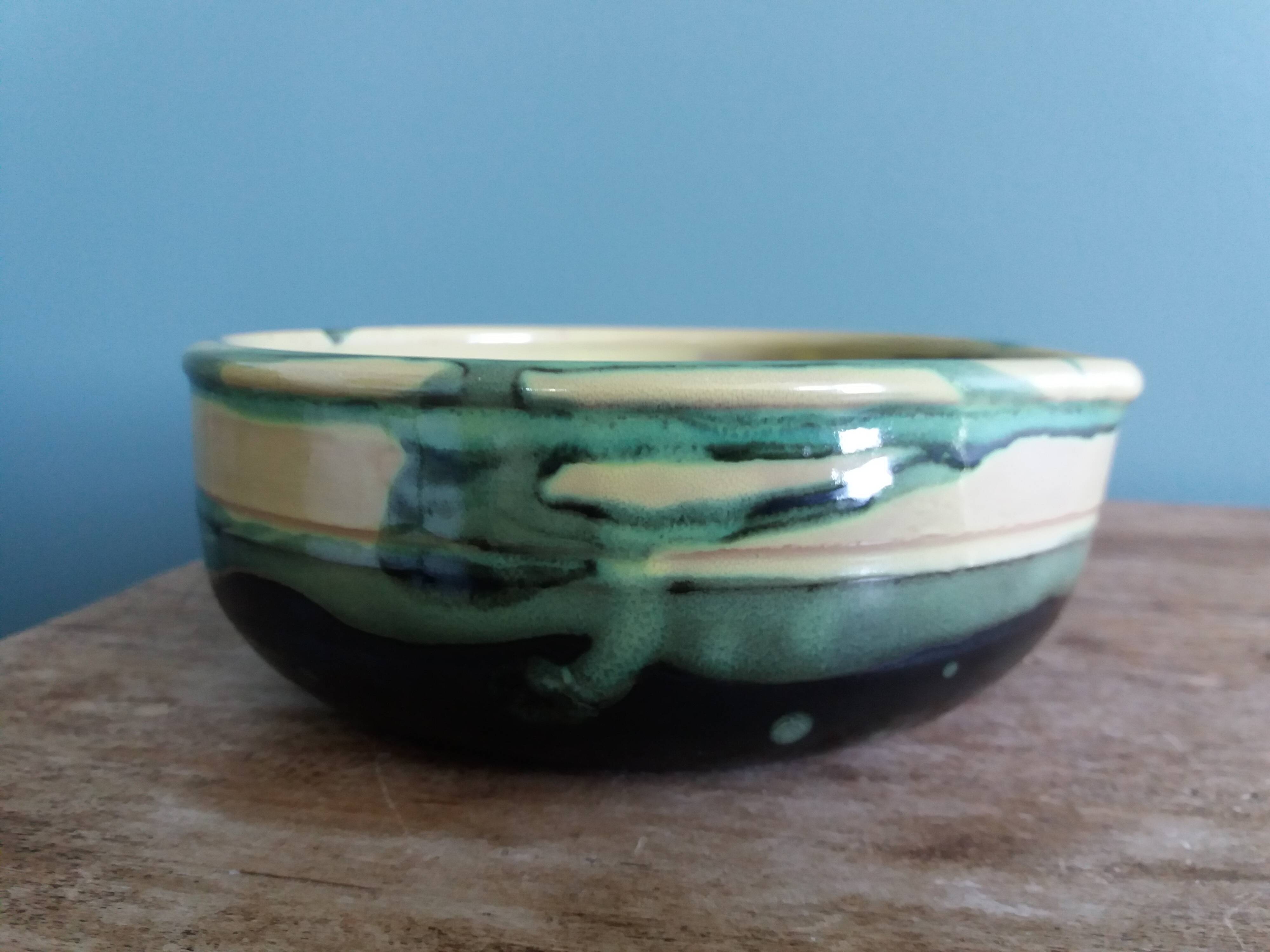 Caquelon signed André Chaudemanche in Malicorne clay