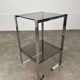 Chrome metal and smoked glass side table, 70s, side table