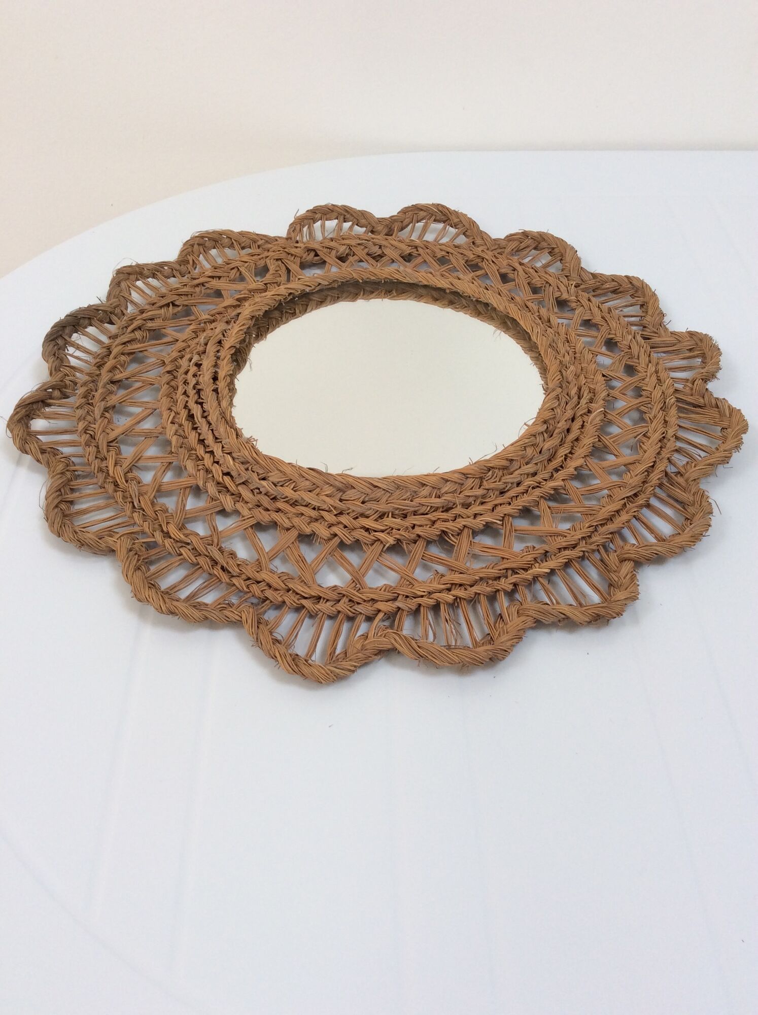 Mirror sun bohemian vintage braided fiberglass 50x50cm