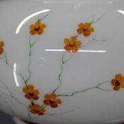 1970s Hand-Painted Milk Glass Pendant Light  Mid-Century Vintage