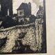 Old illustration of the Cathedral of Rodez, framed.
