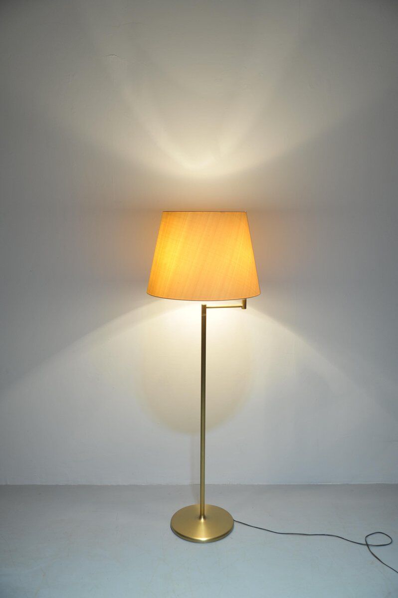 Vintage brass floor lamp with swivel arm, 1970s