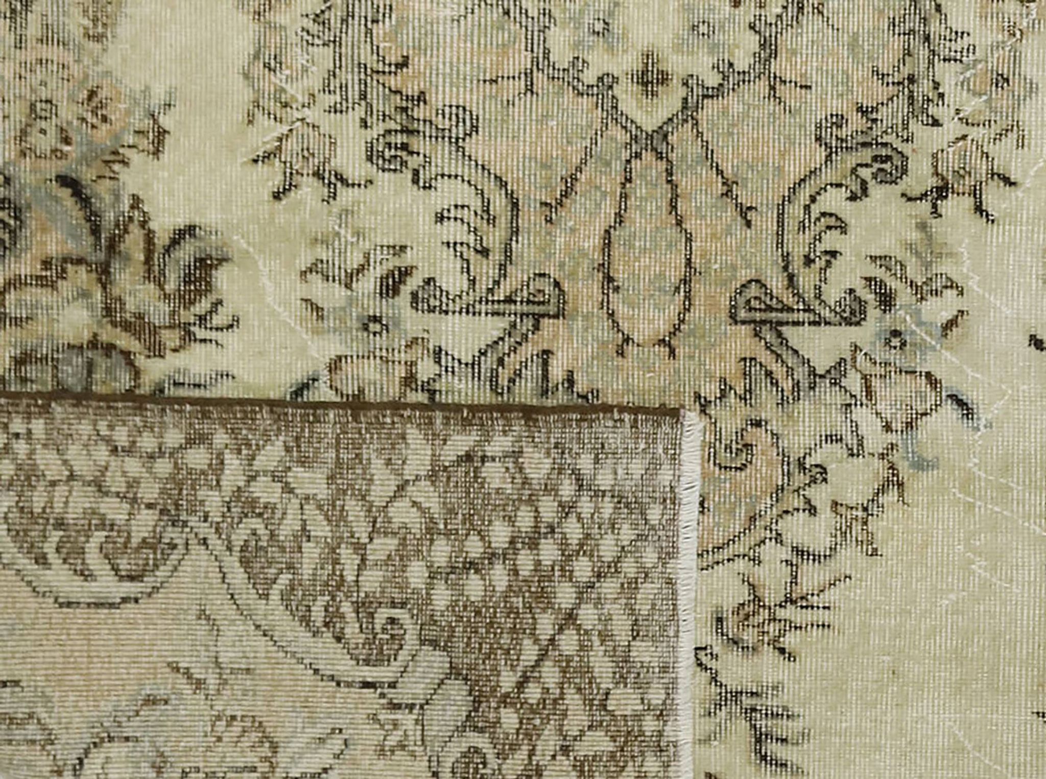 Vintage Turkish Carpet Beige and Brown Floral 271 x 174 cm