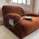 Pair 70s brown velvet armchairs