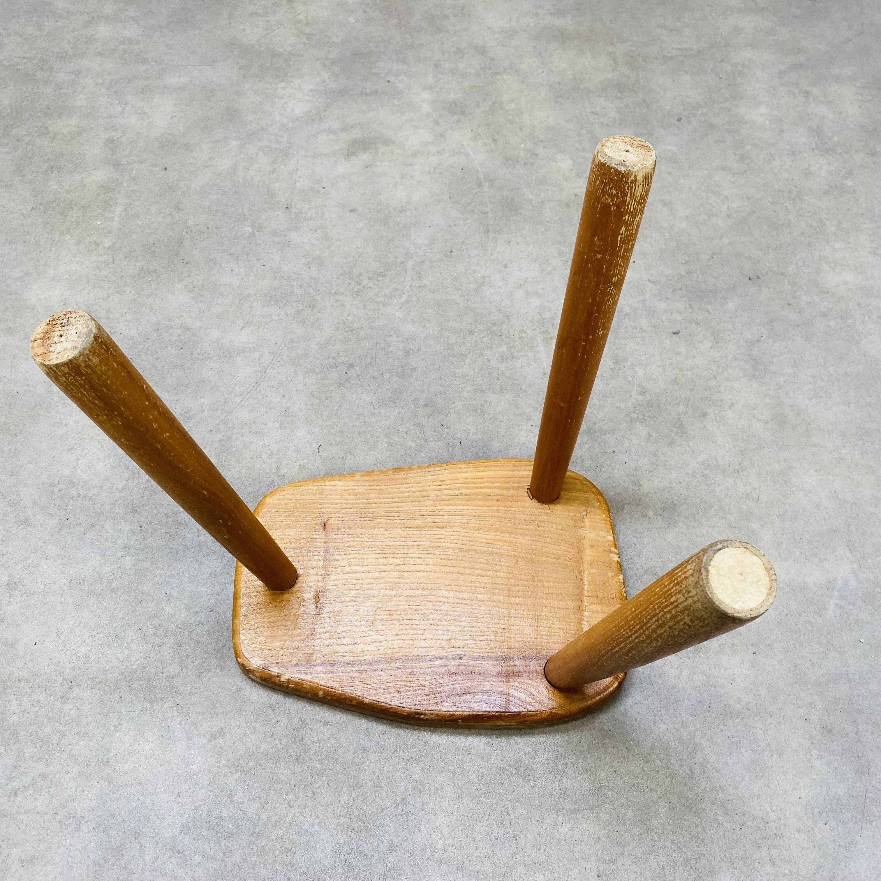 Brutalist solid wood tripod stool