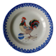 18th century decorative plate in Saint Clement earthenware signed with rooster decoration