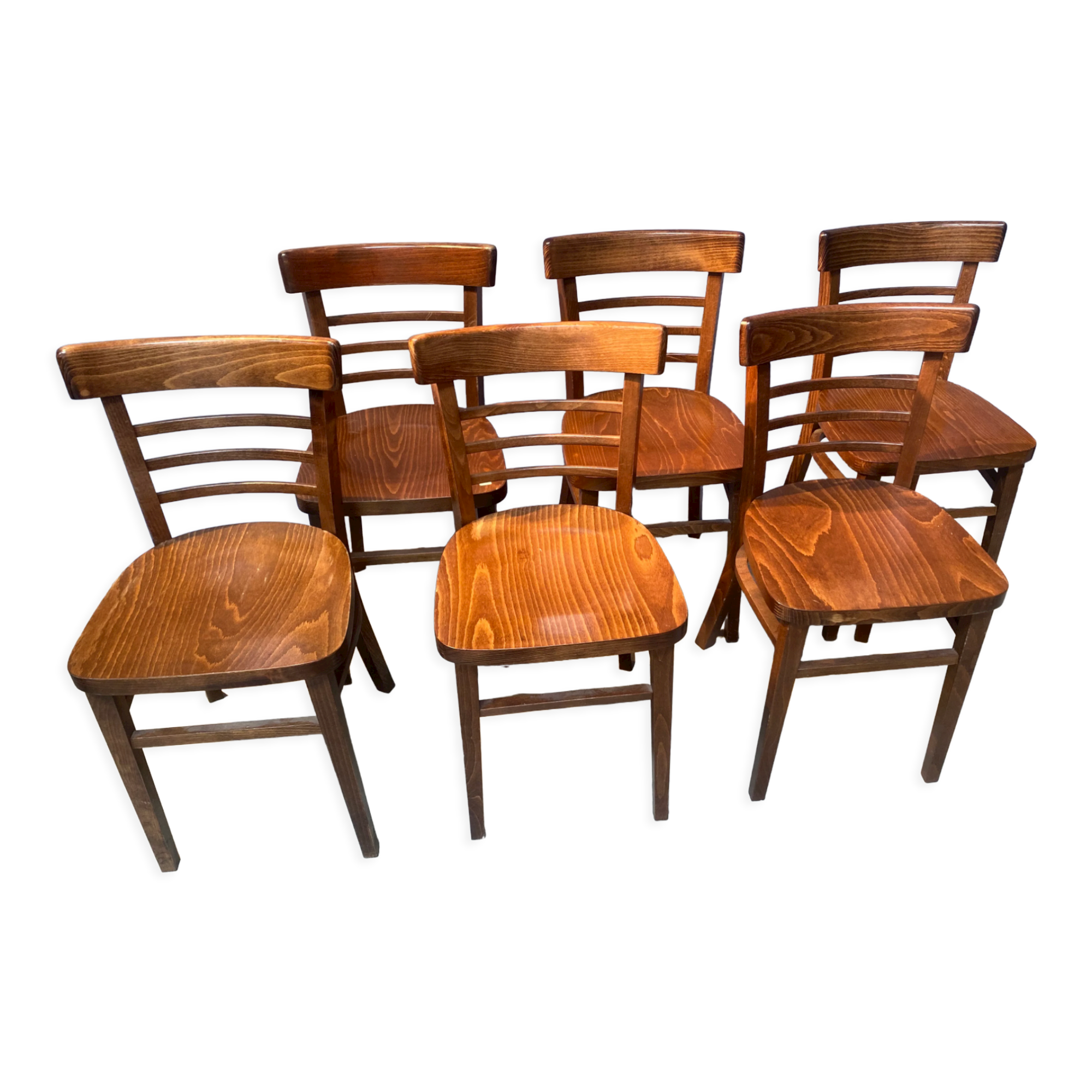 Set of 6 wooden bar chairs