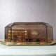 Geometric smoke topaz glass wall lamp, Glashütte Limburg, 80s