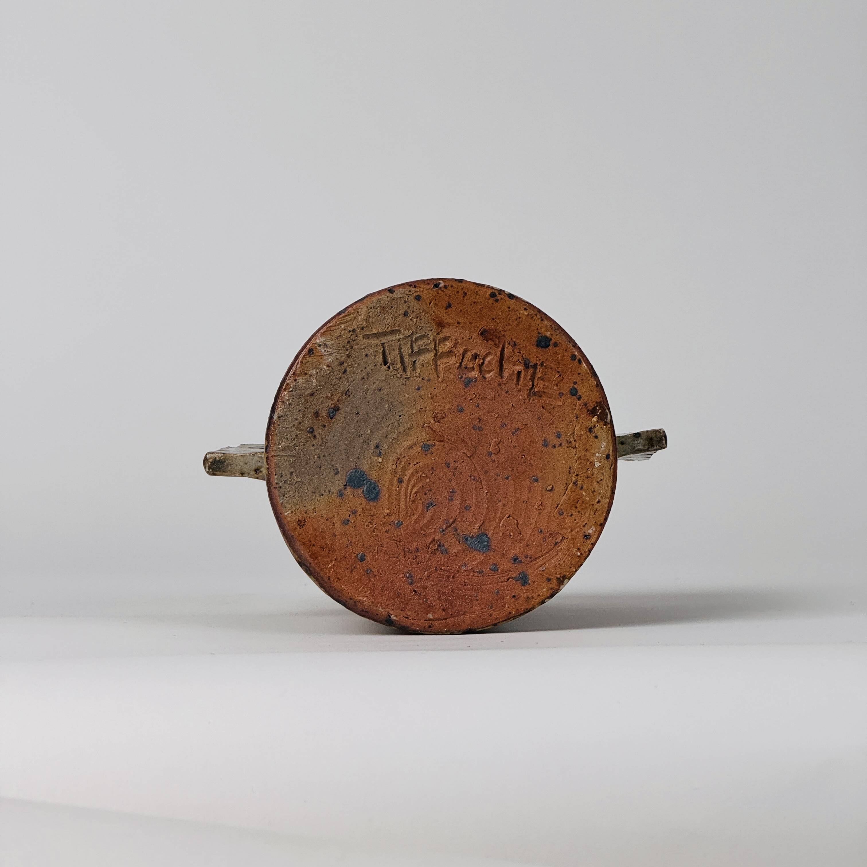 Geometric sandstone vase by Gustave Tiffoche, 1970, Guérande.