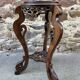 Colonial style pedestal table Indochina Asia vintage 1930s carved wood