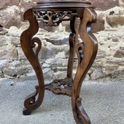 Colonial style pedestal table Indochina Asia vintage 1930s carved wood