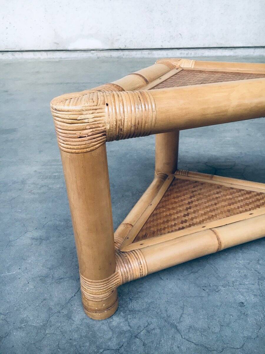 Handcrafted Bamboo Corner Table Set, 1970s, Set of 2