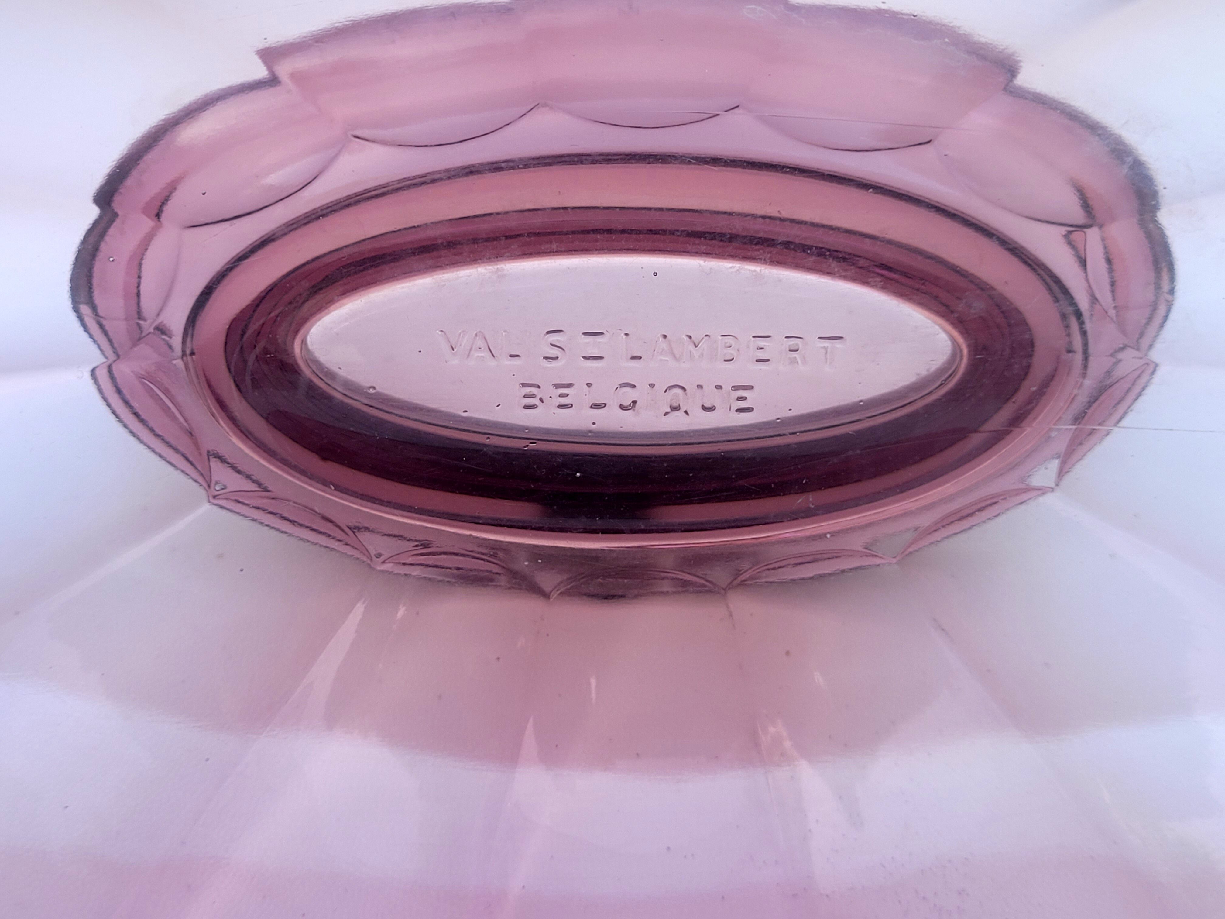 Noémie art deco glass coupe Val Saint Lambert 1935, purple color