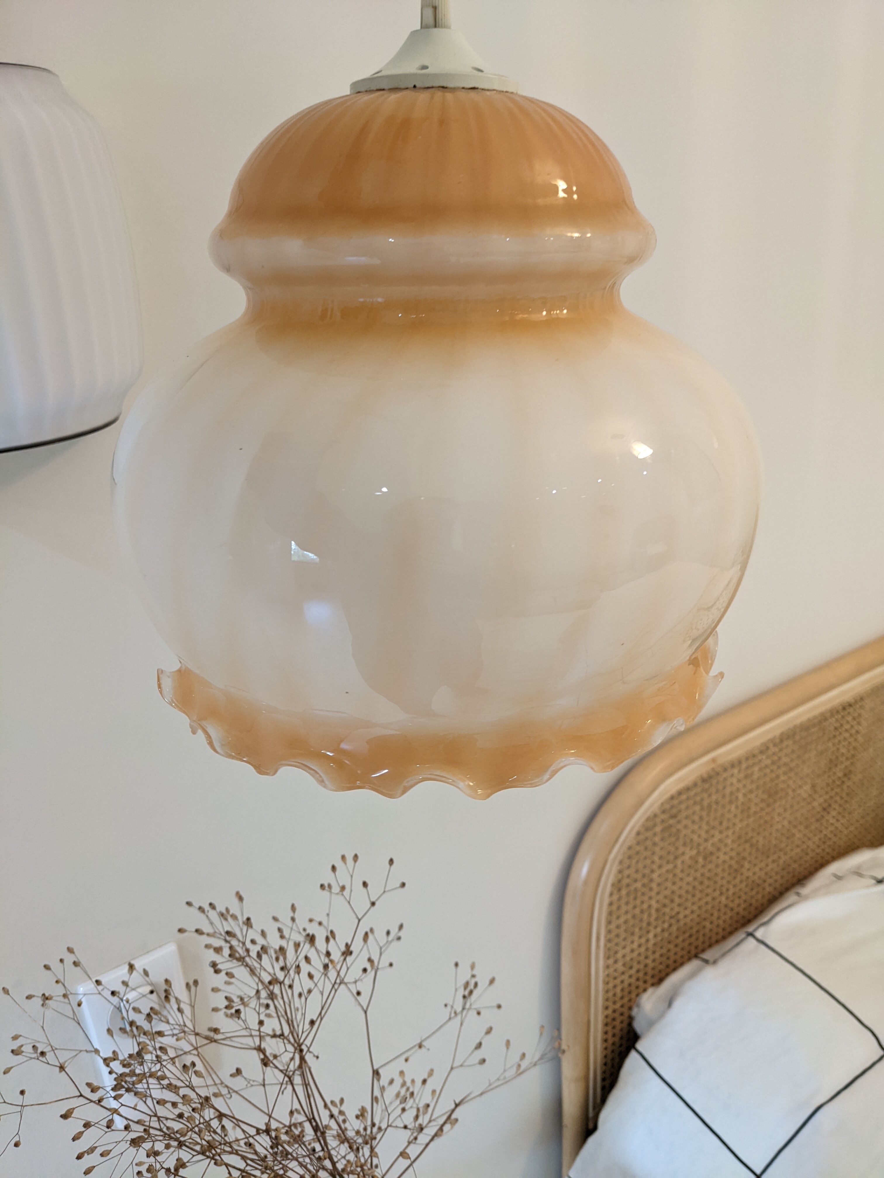 Pendant lampshade glass pendant lights retro old pink peach