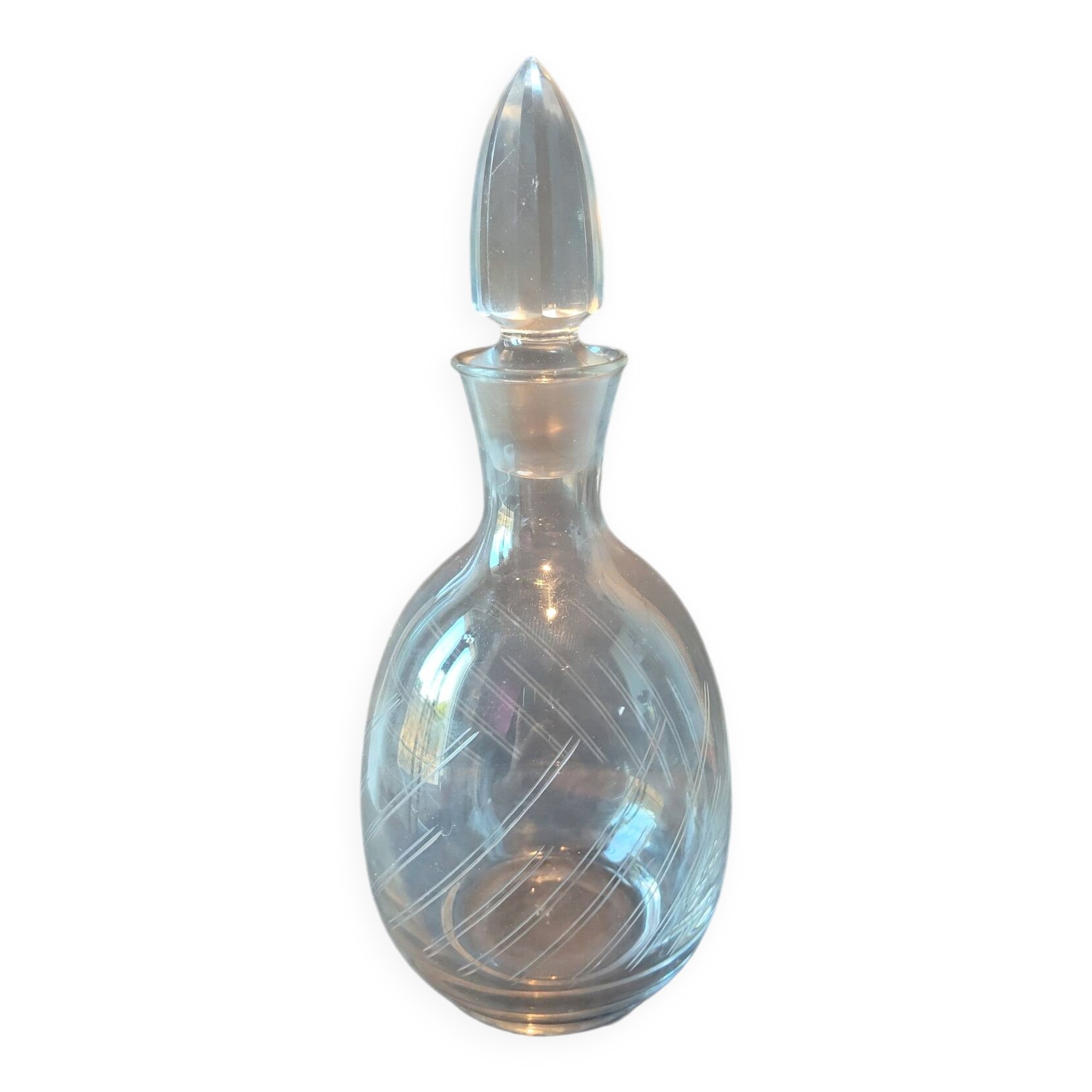Vintage crystal glass carafe – matching cut stopper