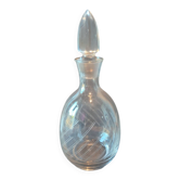 Carafe vintage en verre cristallin gravé – bouchon taillé assorti