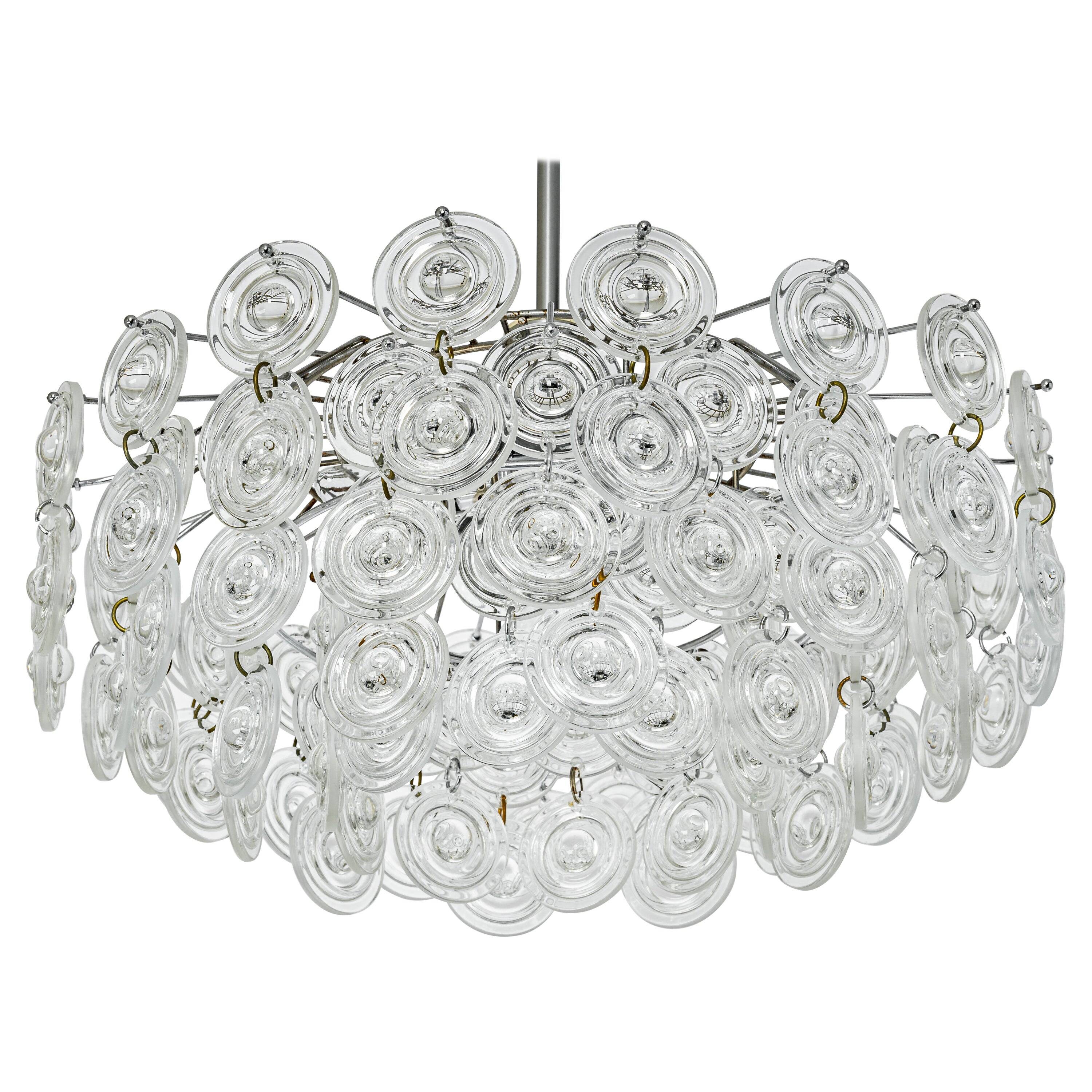 Small sparkling pendant light, chrome and crystal glass by Kinkeldey, Germany, 1970.