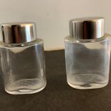 Italian salt and pepper shaker in stainless steel and Alessi glass, 1980