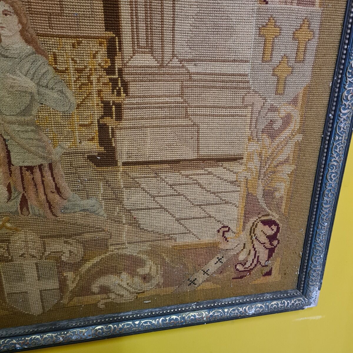 Antique french tapestry joan of arc, early 19th century