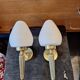 Paire applique laiton verre blanc
