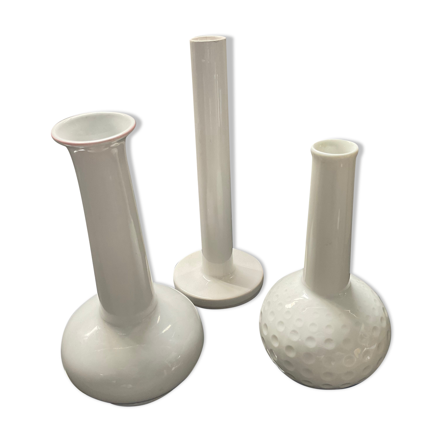 Trio de vases soliflores en céramique émaillée Germany