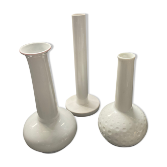 Trio of glazed ceramic soliflores vases Germany