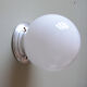 Wall lamp or ceiling lamp old globe in opaline glass white aluminum base 1950 1960 vintage