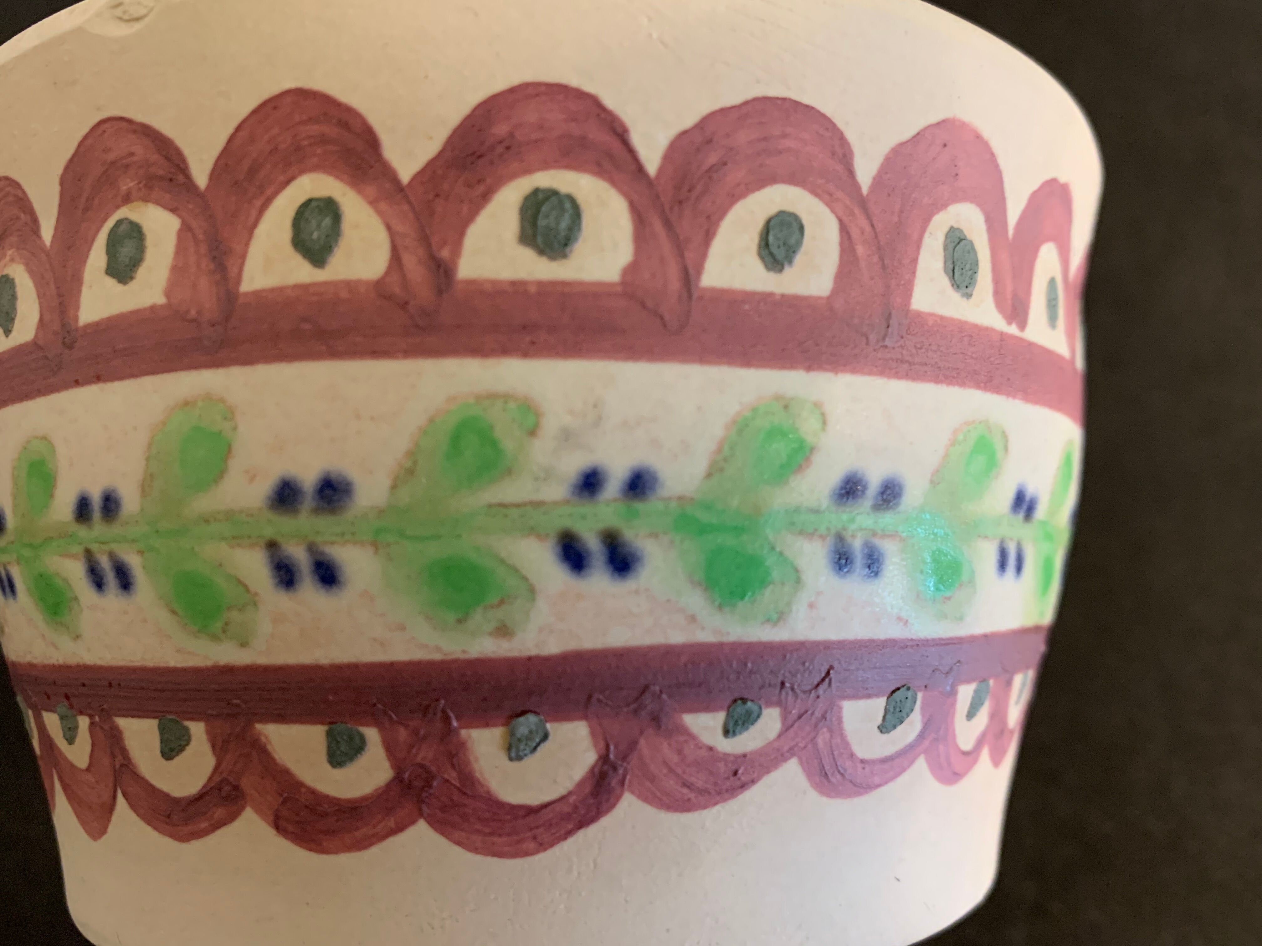 Pair of ceramic cups including a mustache cup for gentleman