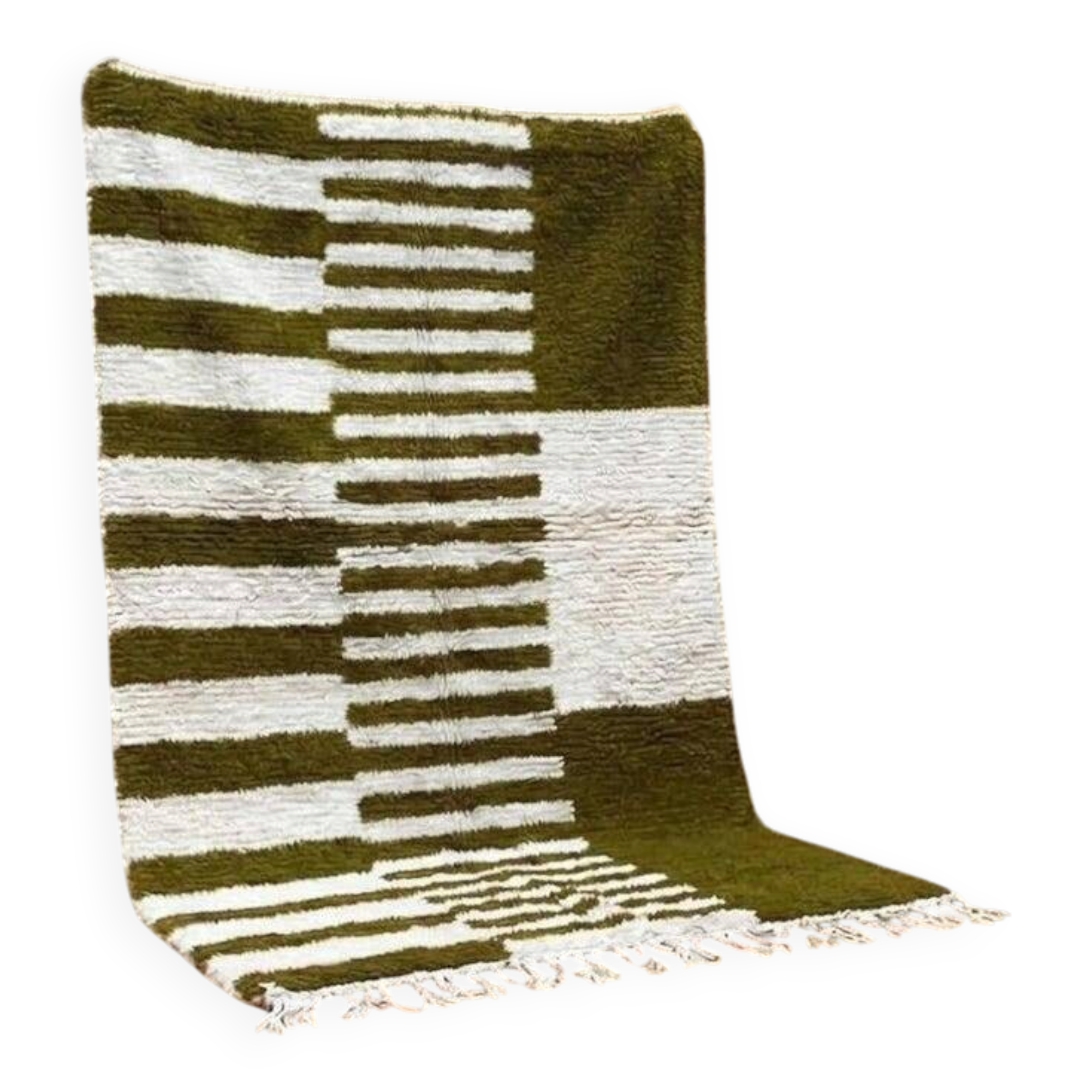 Handmade pure wool beni ourain rug green 1.5/2.5 m