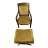 Mahogany empire armchair and its footrest