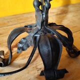 Old metal lamp and fake candle