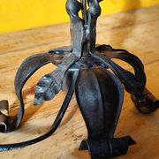 Old metal lamp and fake candle