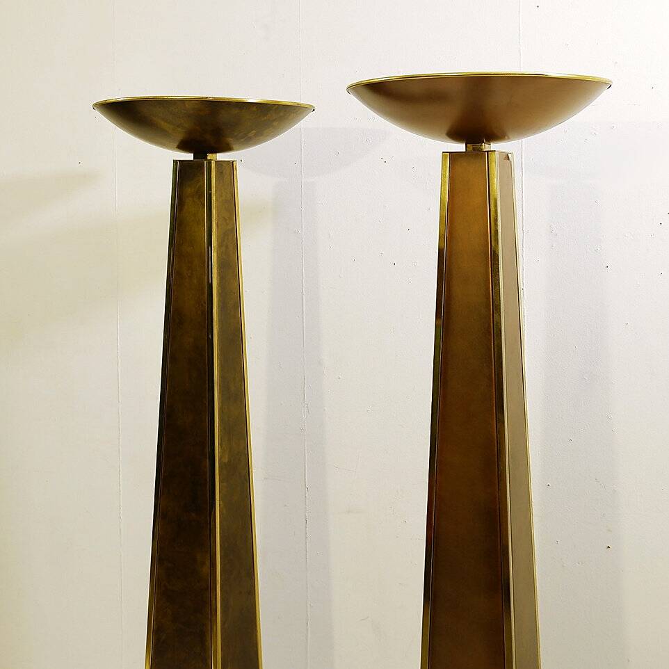 Pair of Large Torchiere Floor Lamps From Belgo Chrom - 1980s