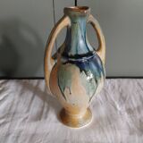 Ancien vase amphore en grès émaillé flammé