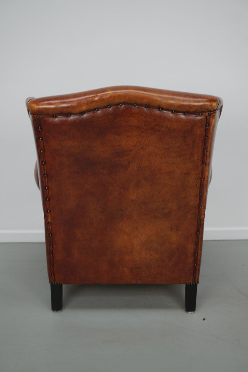 Vintage Dutch club chair in cognac leather, 1970s