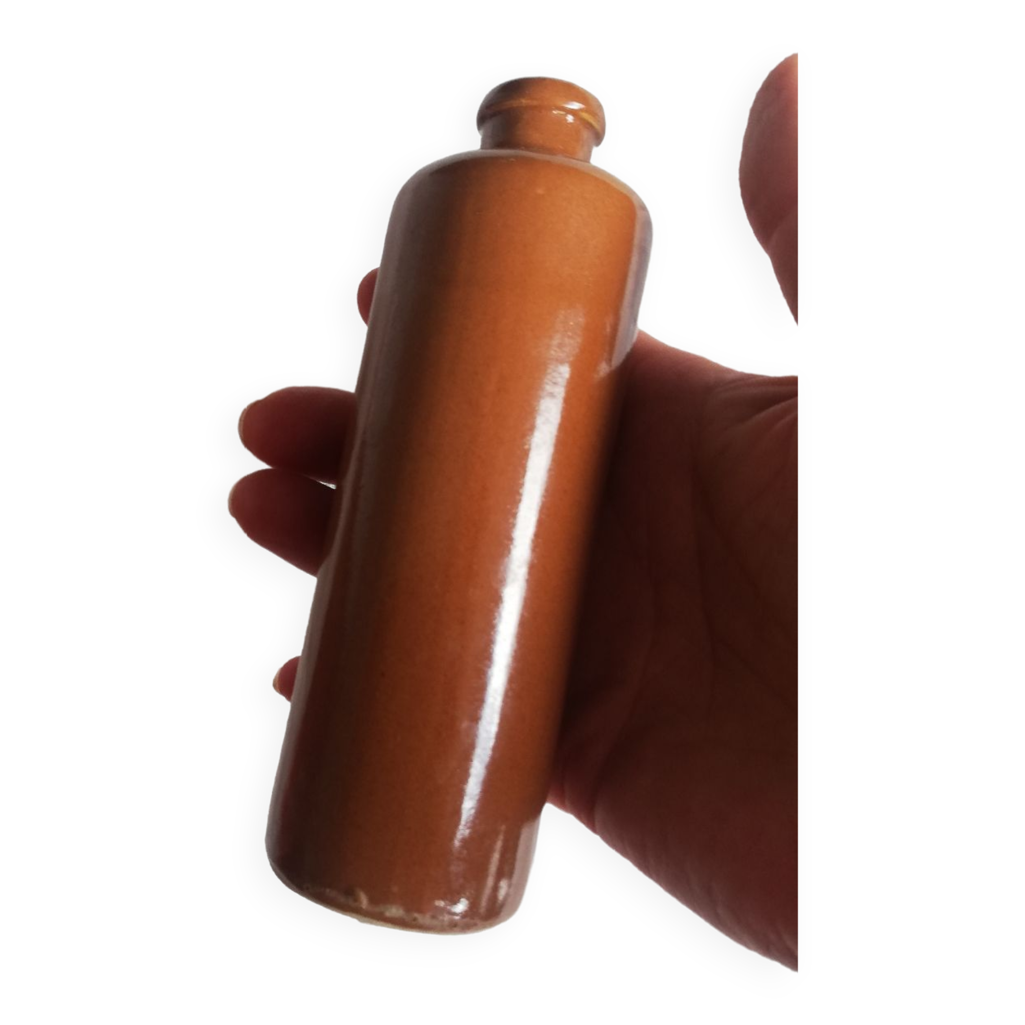 Small brown ceramic stoneware soliflore vase