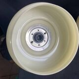 Pair of mid-century vintage opaline milk glass pendant lights